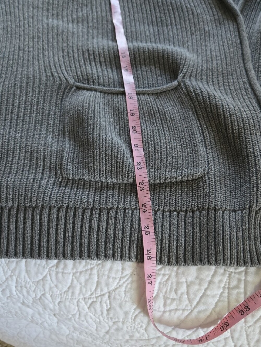 Universal Thread Gray Ribbed Open-Front Cardigan with Pockets- Plus Size - Picture 9 of 11
